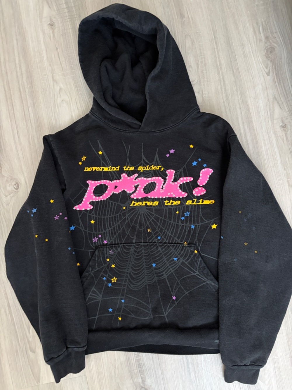 Black Graphic Hoodie with Pink
